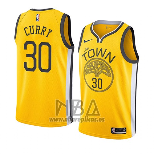 Camiseta Golden State Warriors Stephen Curry NO 30 Earned 2018-19 Amarillo